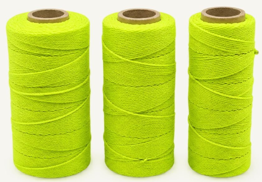 Three reels of lime twisted nylon mason line